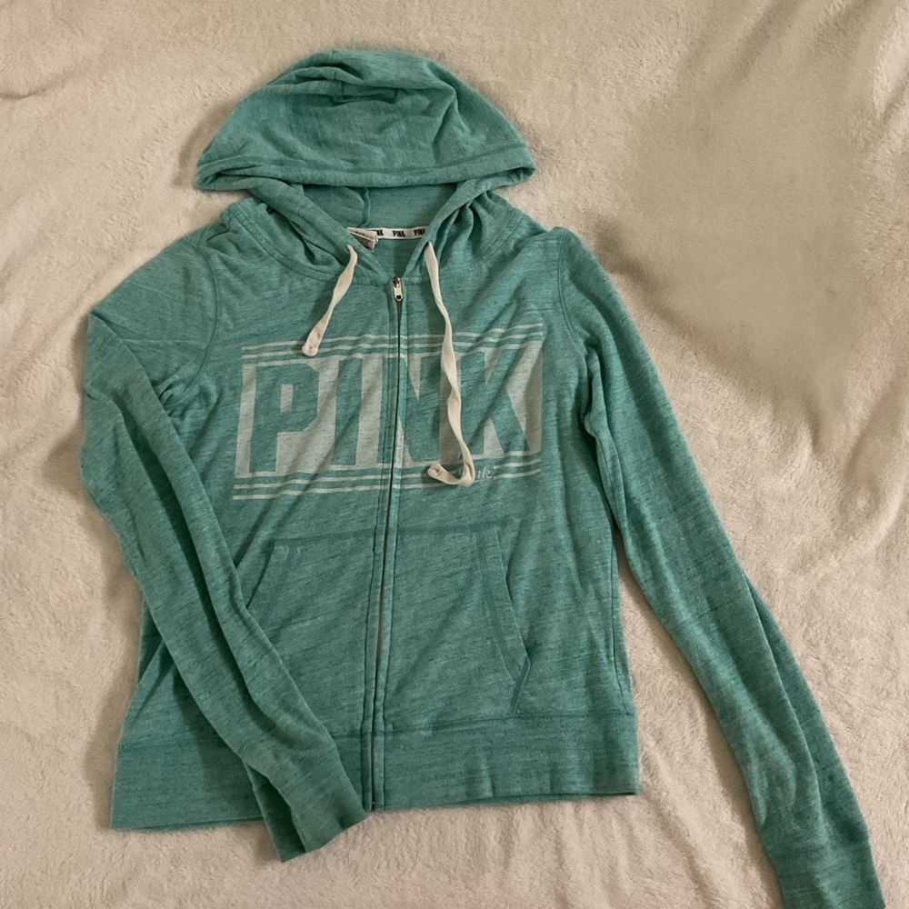 PINK Victoria's Secret Mint Green Zip-Up Hoodie